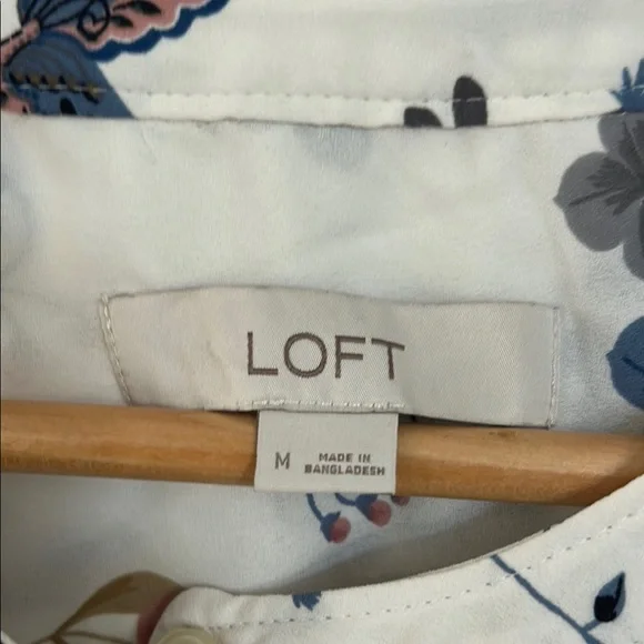 LOFT Floral Blouse - Cream with Multicolor Accents - Picture 6 of 7